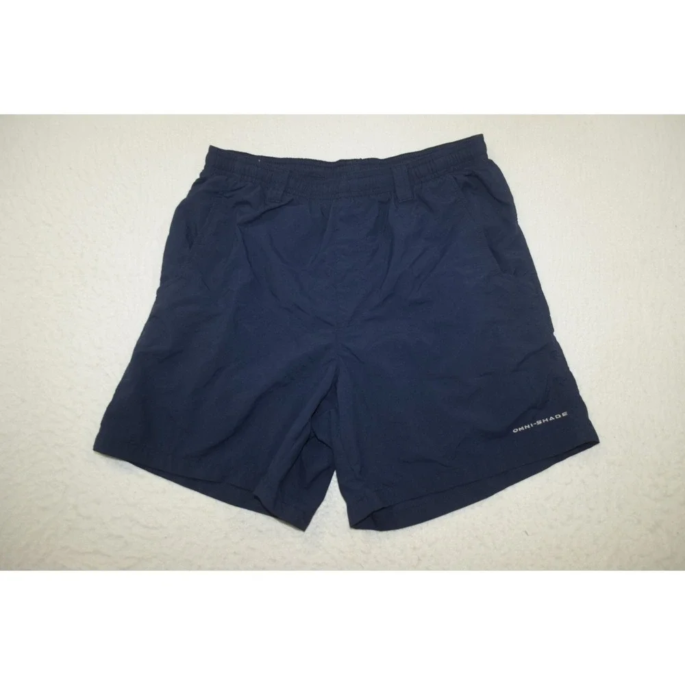 Columbia PFG Fishing Swim Trunks Blue‎ Nylon W/Pockets Mens Size Small x 6